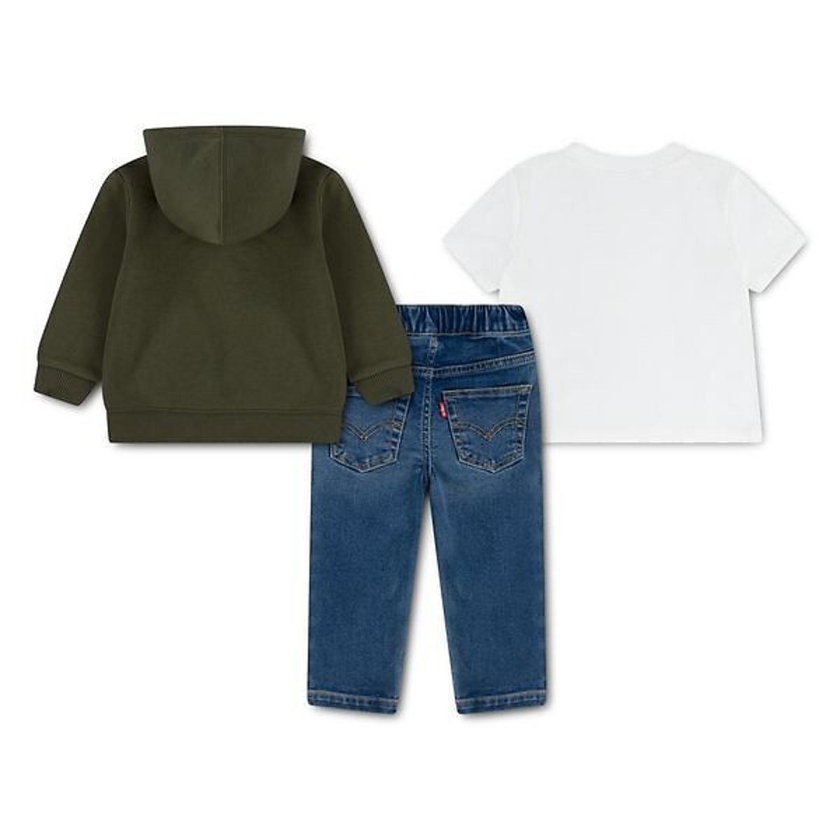 Ensemble sweat zippé à capuche, T-shirt manches courtes imprimé devant et jean multicolore, LEVI'S KIDS