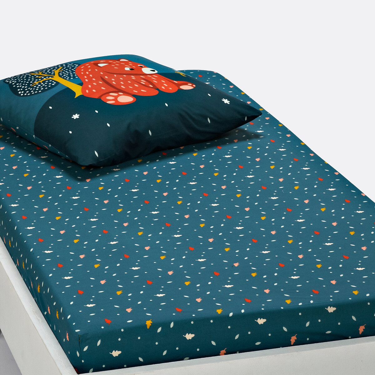 Drap housse coton, Orsi bleu multicolore, SO'HOME