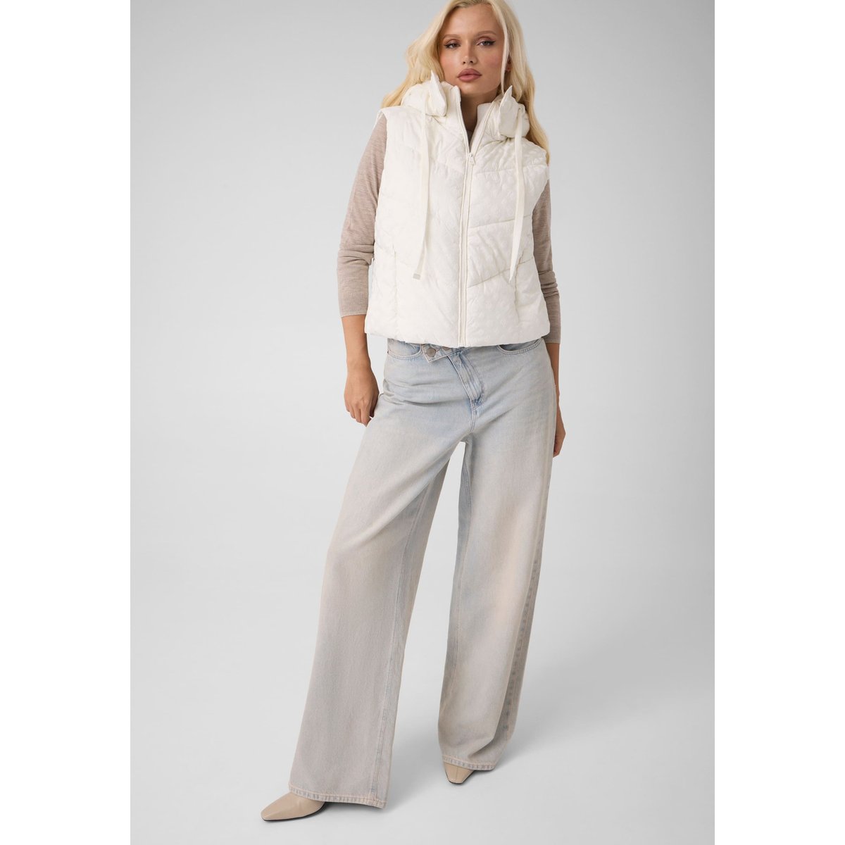 Gilet Matelassé Court À Logo blanc, GUESS