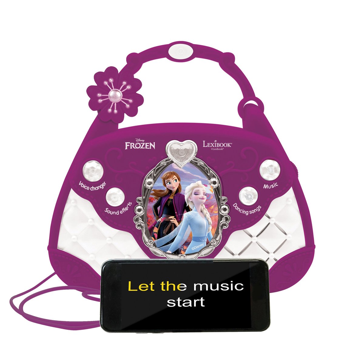 Sac à Main Enceinte Musicale Reine des Neiges violet, LEXIBOOK