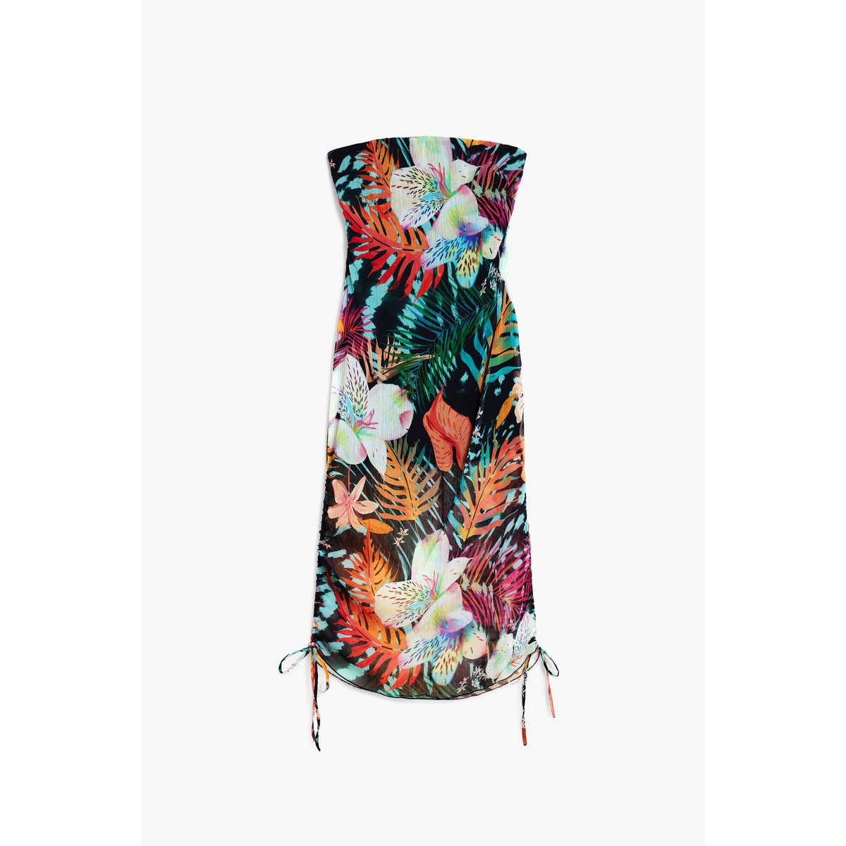 Robe bandeau tropical noir, DESIGUAL