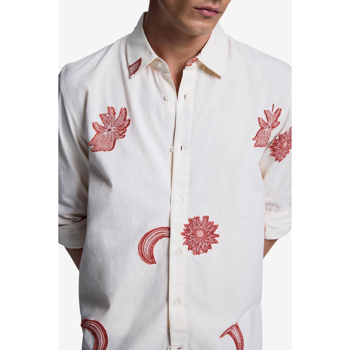 Chemise jacquard imprimée beige, DESIGUAL
