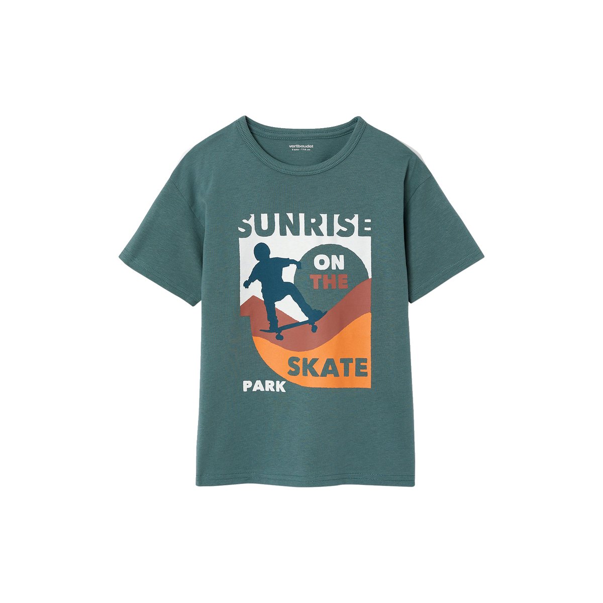 T-shirt motifs graphiques manches courtes vert d'eau, VERTBAUDET