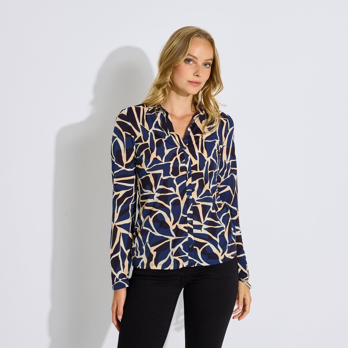Chemise fluide imprimée bleu, GRAIN DE MALICE