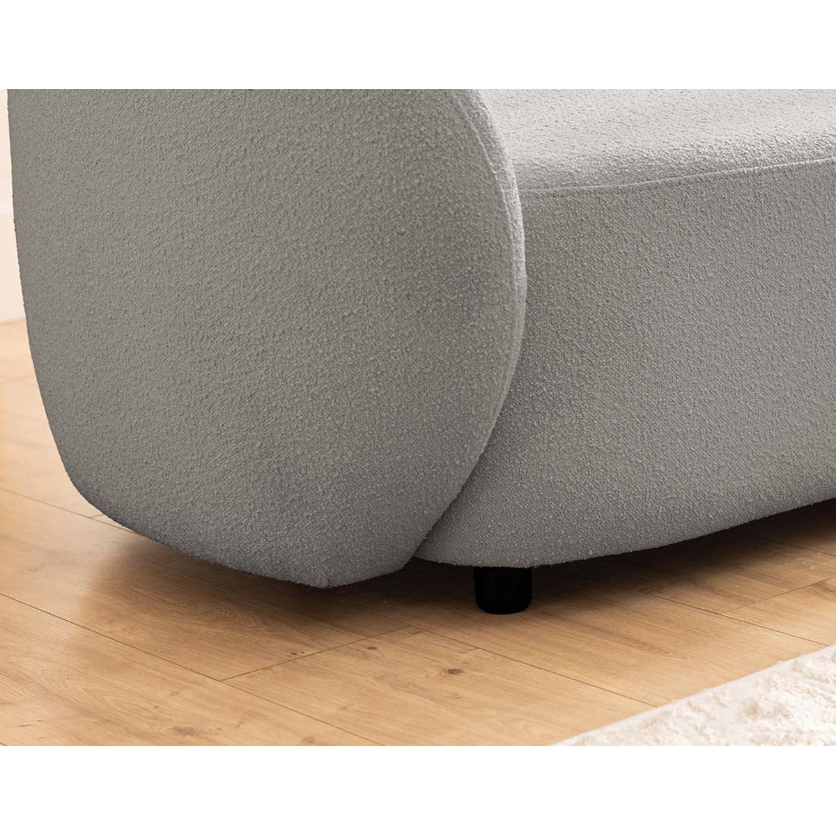 Flore - Canapé droit 2 places en tissu bouclette gris, BEST MOBILIER
