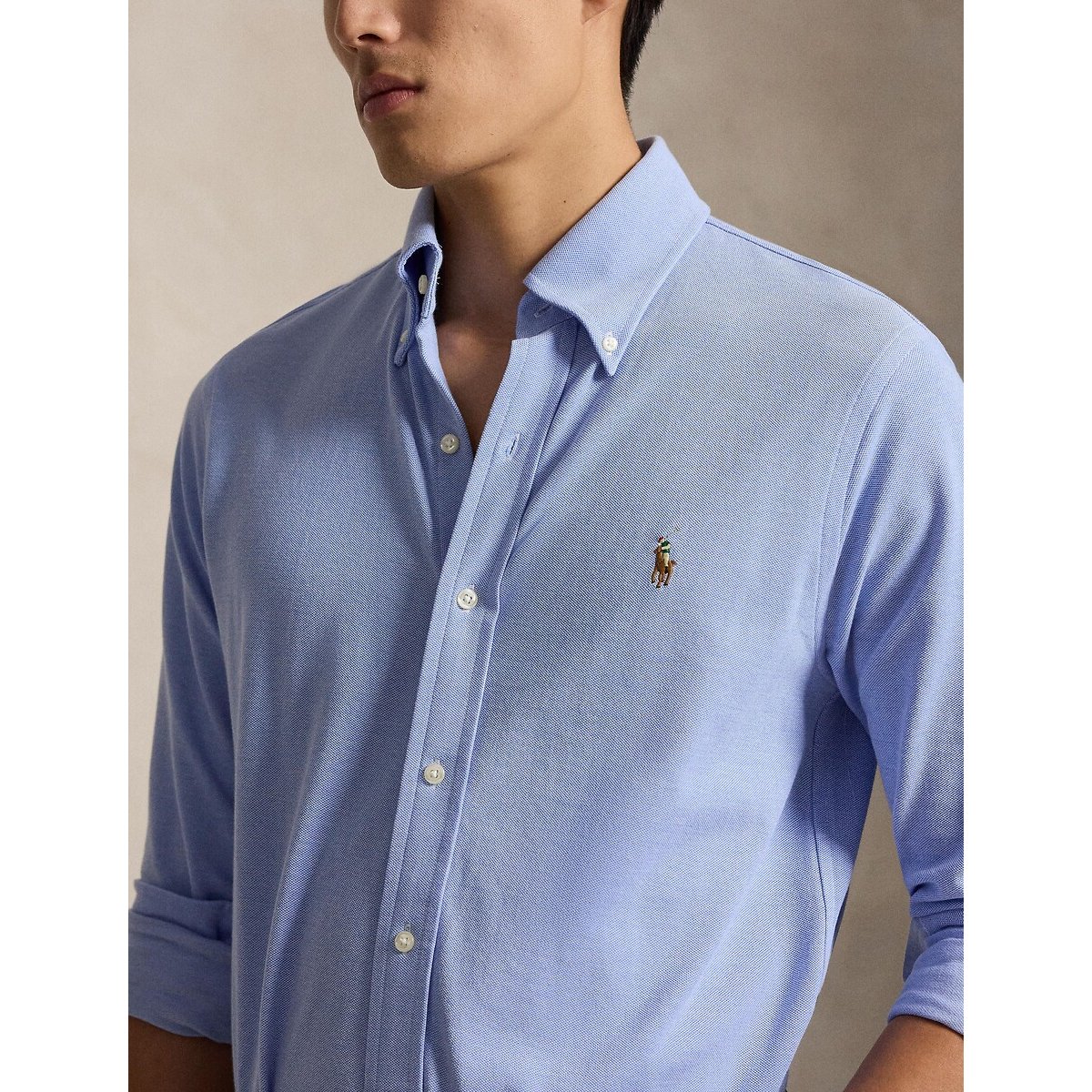 Chemise ultra-légère en coton piqué bleu, POLO RALPH LAUREN