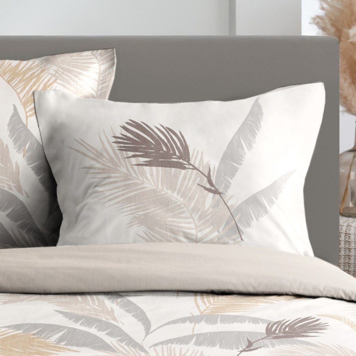 Housse de couette 240x220 NUMA + 2 taies coton 57 fils beige, DECORATIE