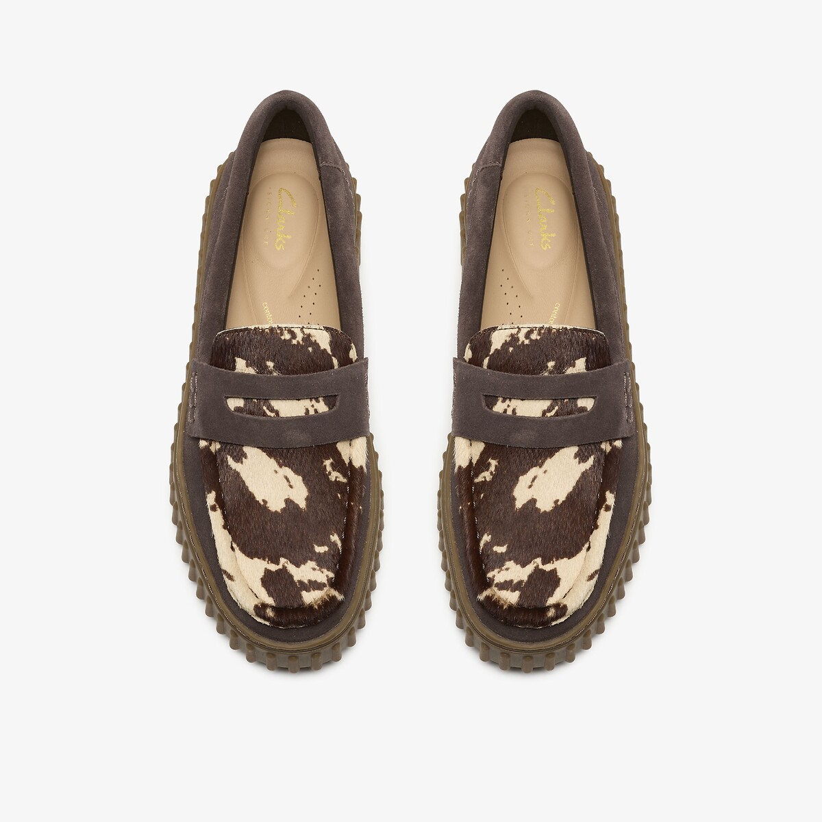 Mocassini in pelle scamosciata, TORHILL PENNY marrone/bianco, CLARKS
