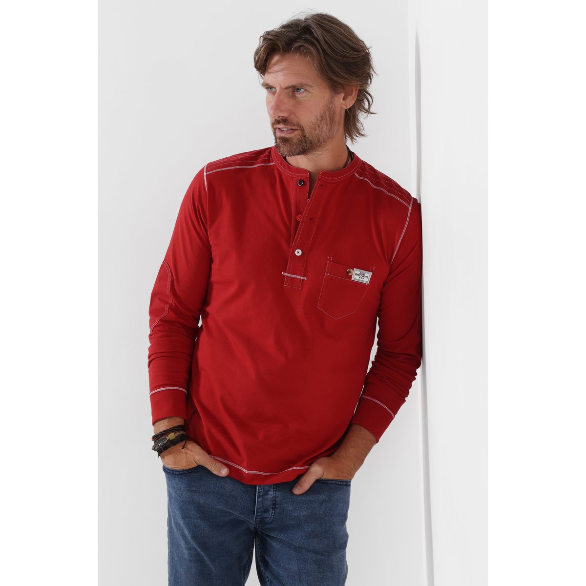 Henley Avec Surpiqures rouge, JOE BROWNS