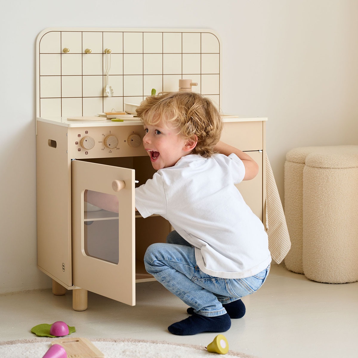 Cuisine en bois enfant «Biscuit» – 6 accessoires incl. BISCUIT beige, PETITE AMELIE