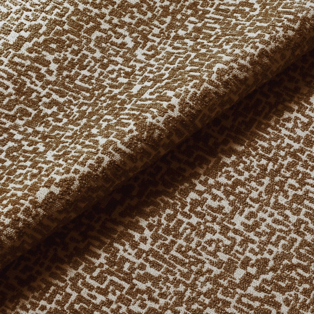 Pouf en tissu texturé à motif LUCKY brun, SIA HOME