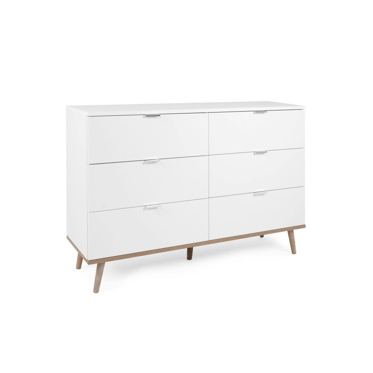 Commode blanche 6 tiroirs style scandinave ALVA blanc, PIER IMPORT