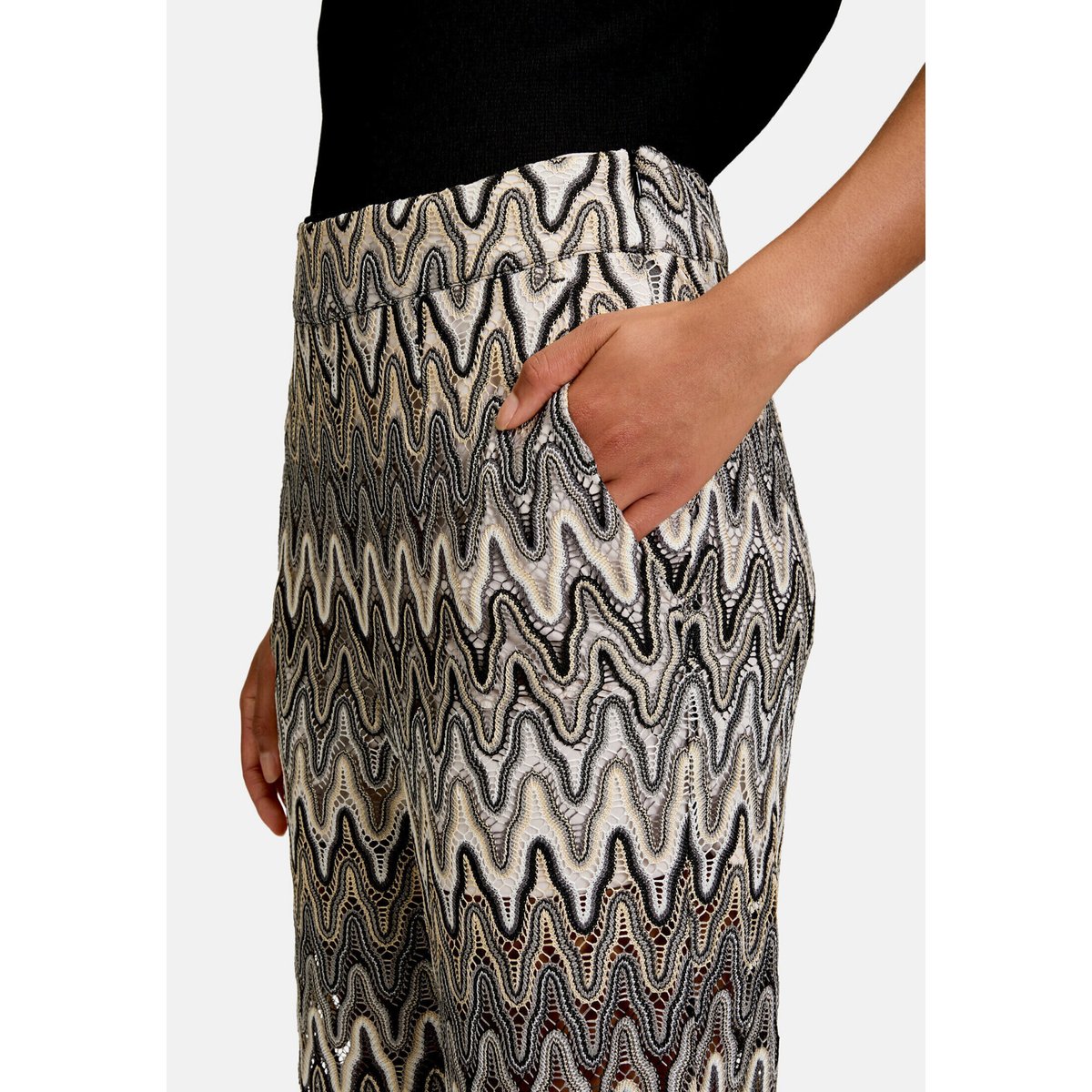 Pantalon Marlene haut de la taille blanc/noir, BETTY BARCLAY