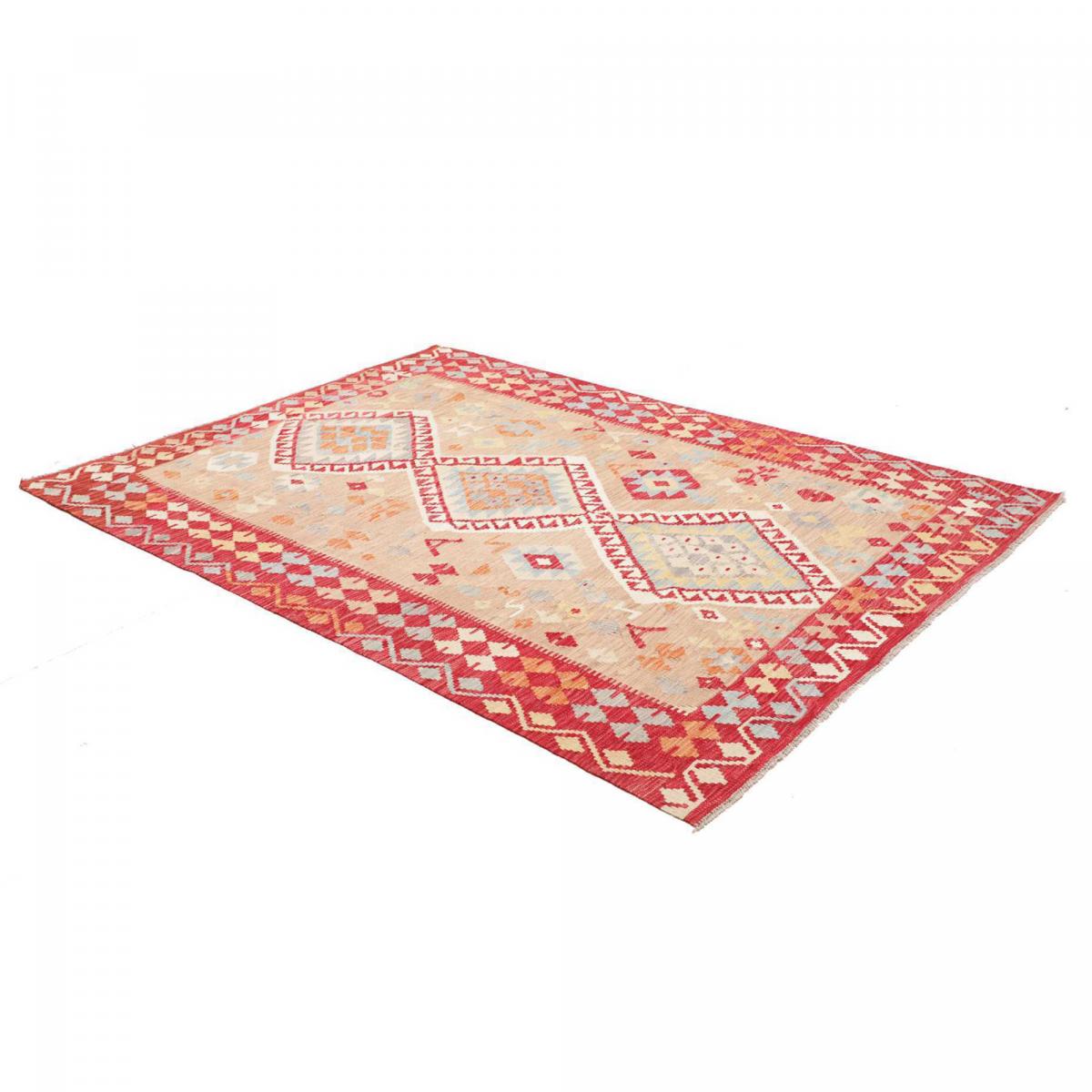 Tapis kilim à motif géométrique, tissé à plat en laine, KILIM 93 multicolore, beige, rouge, UN AMOUR DE TAPIS