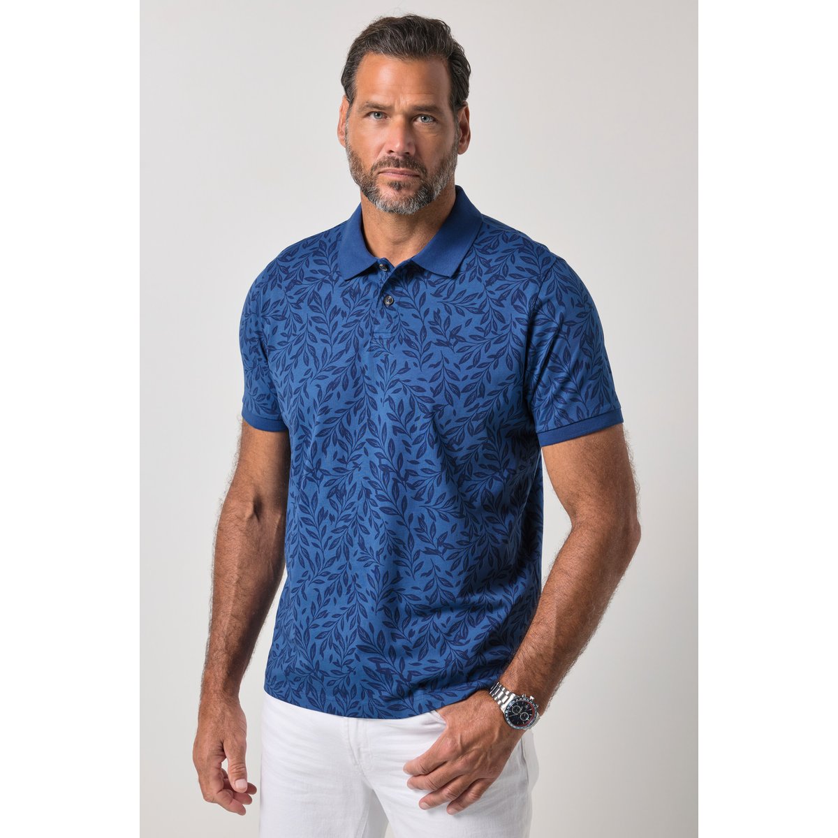Polo en jersey à motif indigo, JP1880