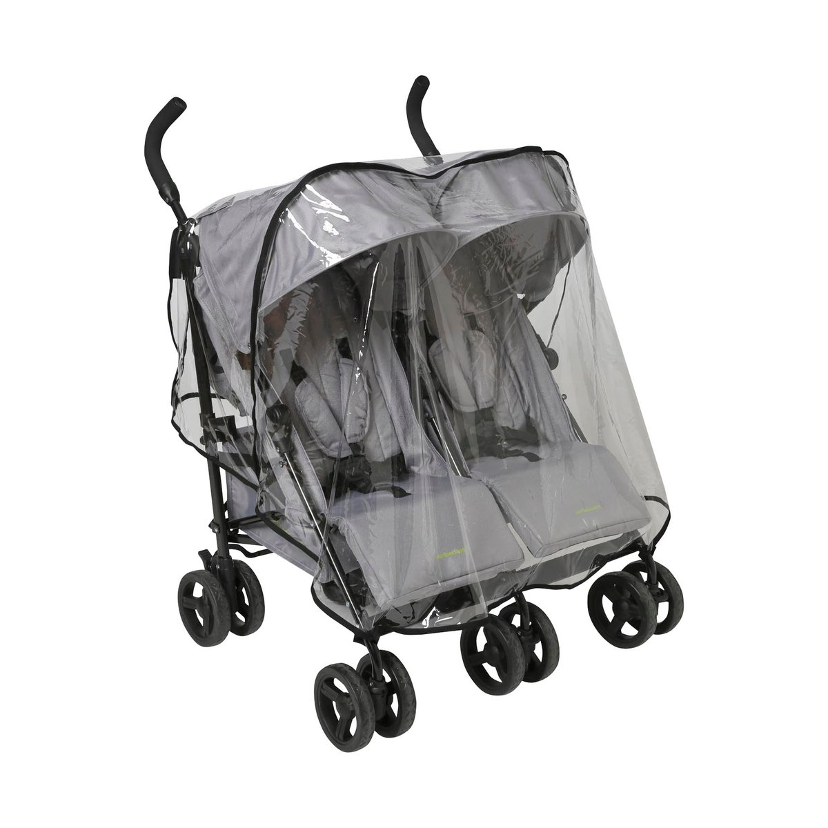 Habillage pluie universel pour poussette double côte à côte transparent, VERTBAUDET