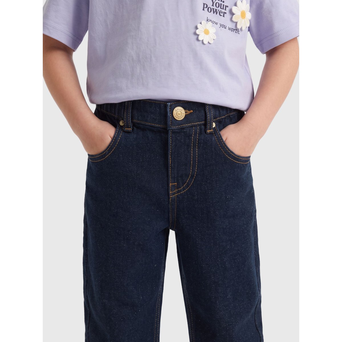 Jean Coupe Droite dark blue denim, KIDS ONLY