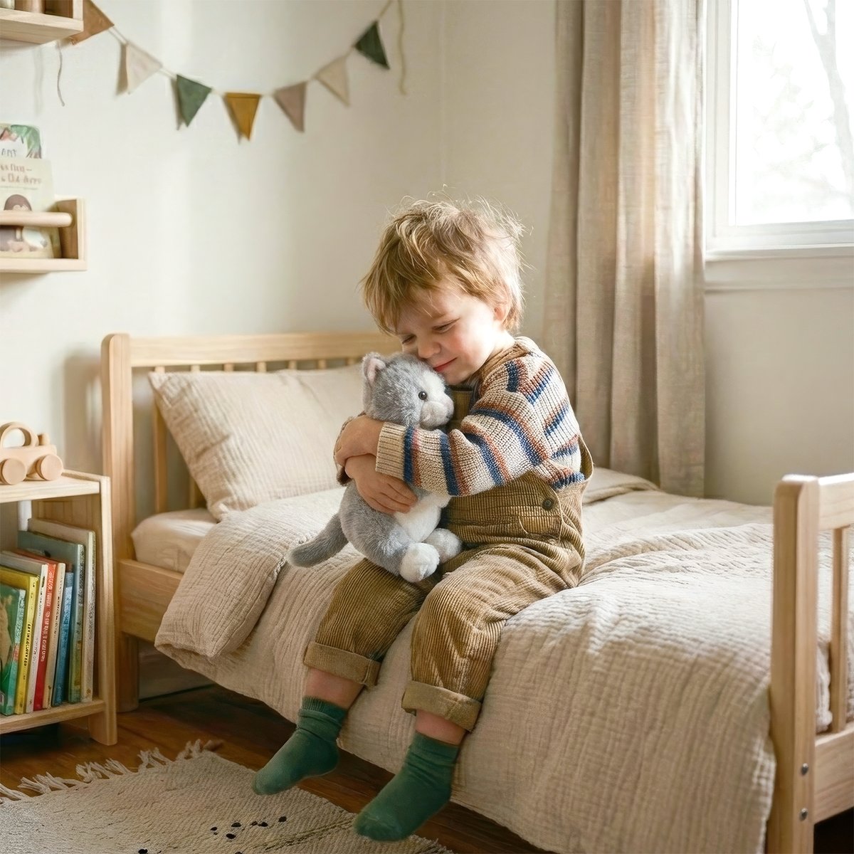 Peluche doudou chat pour enfant gris clair, SEVIRA KIDS