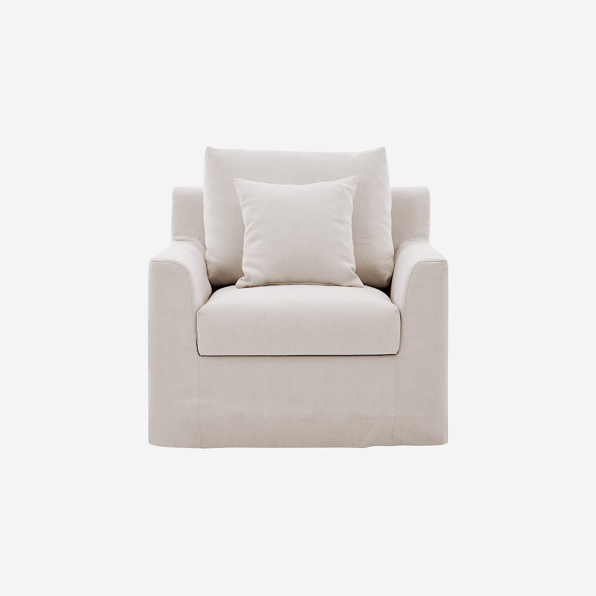 Fauteuil déhoussable en coton et lin garni de plumes OSTUNI beige, HABITAT