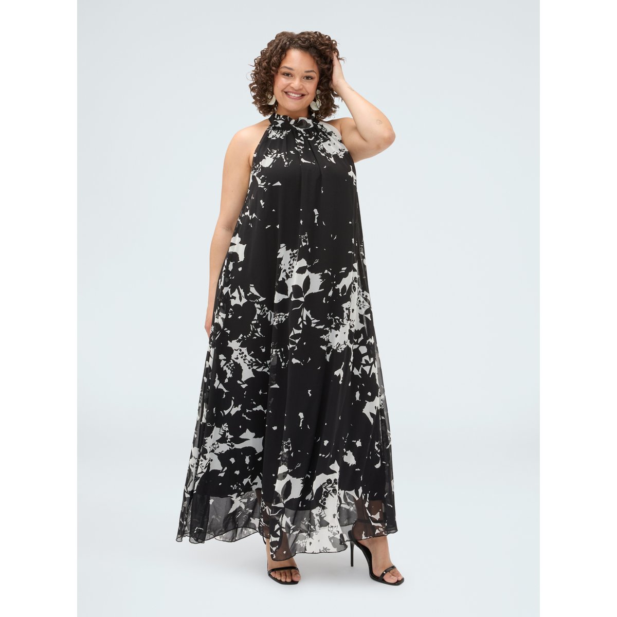 Robe longue Free imprimé foliage noir, FIORELLA RUBINO