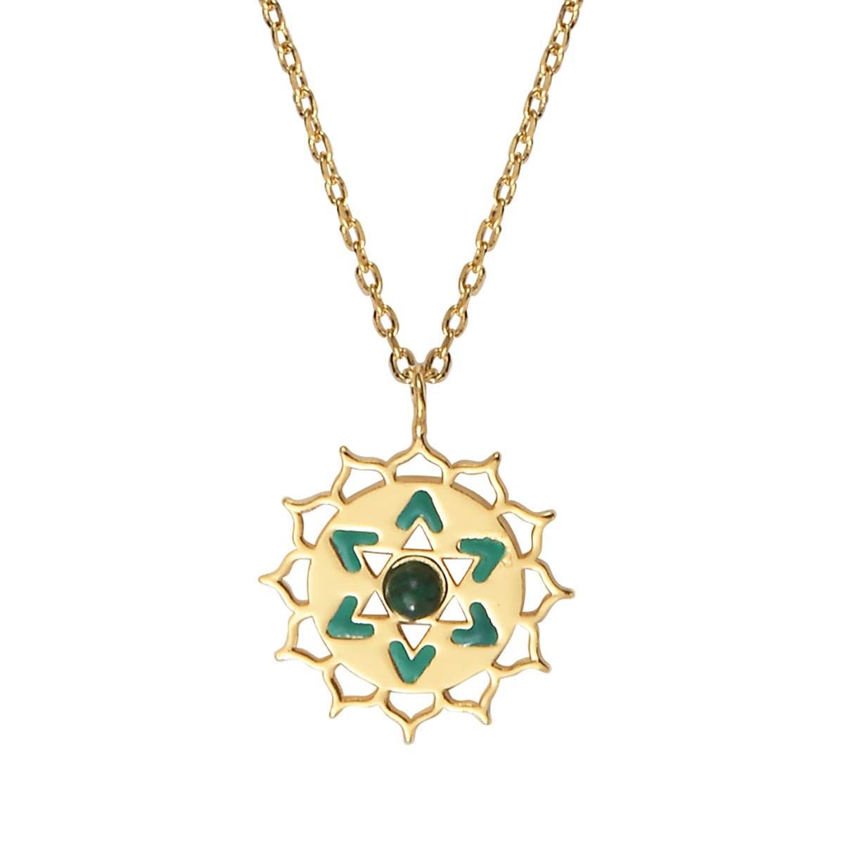 Collier chakras "i love" malachite vert, CAROLINE NAJMAN