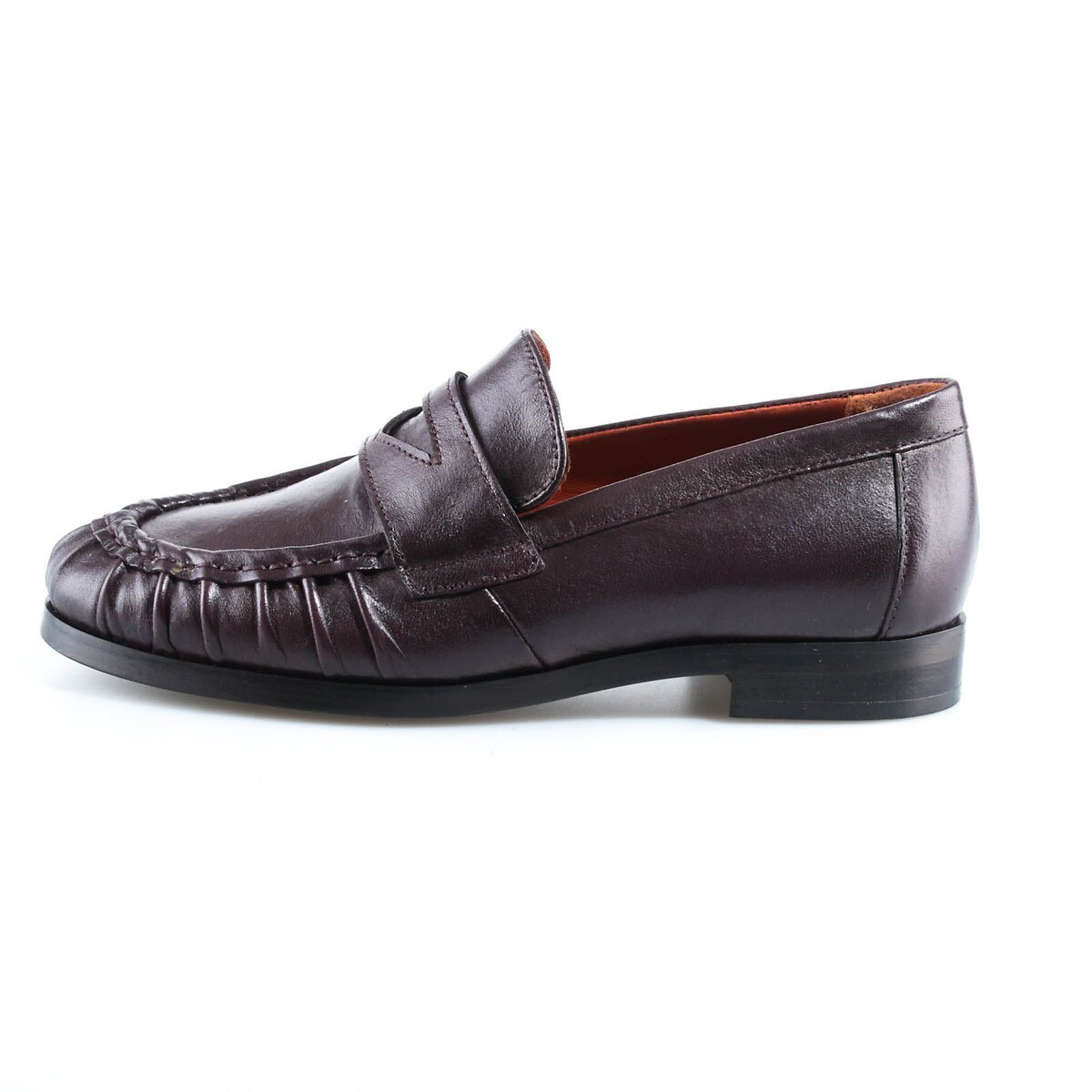 Mocassins en cuir plissé burgundy, MJUS
