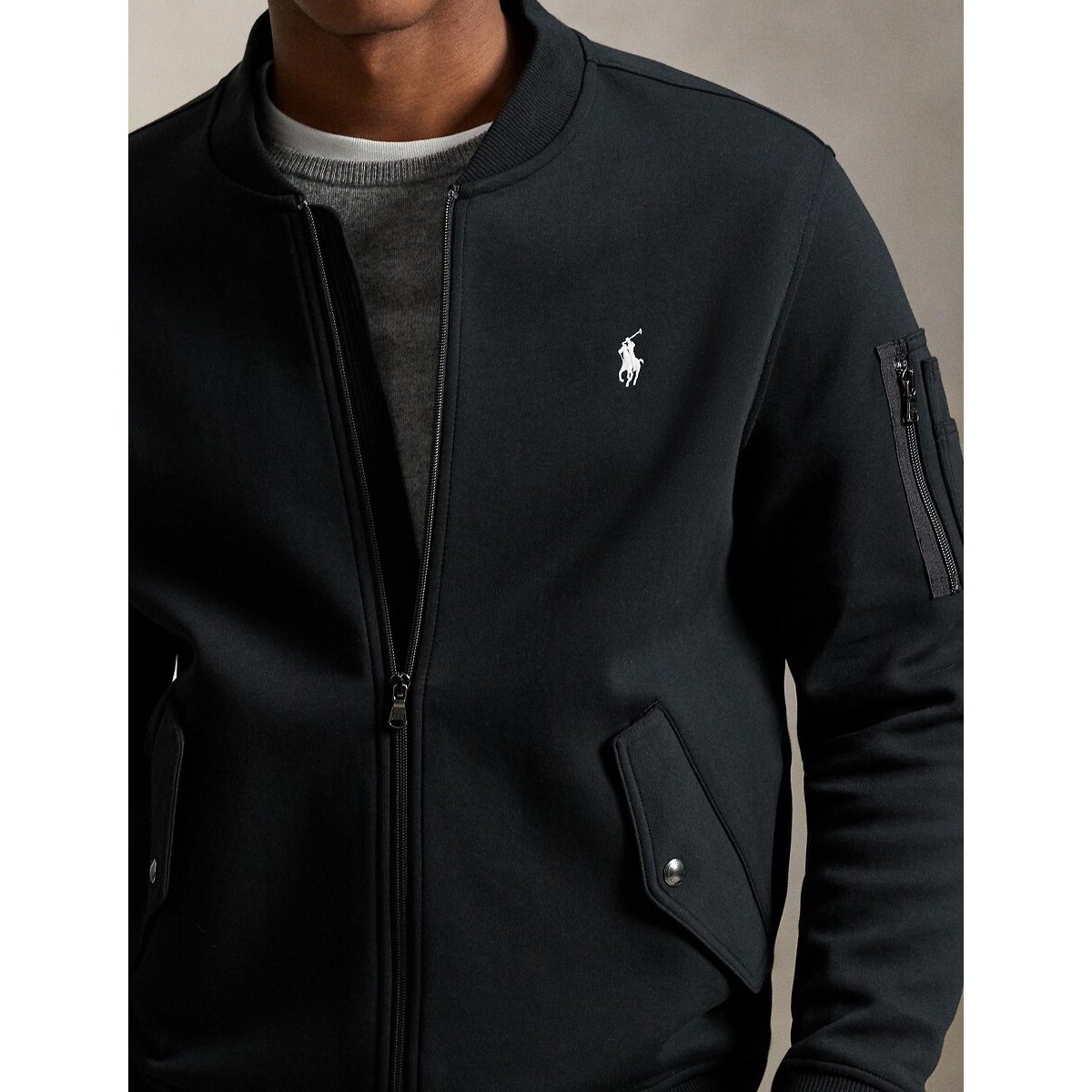 Jacke mit Reissverschluss aus Double Knit Tech schwarz, POLO RALPH LAUREN