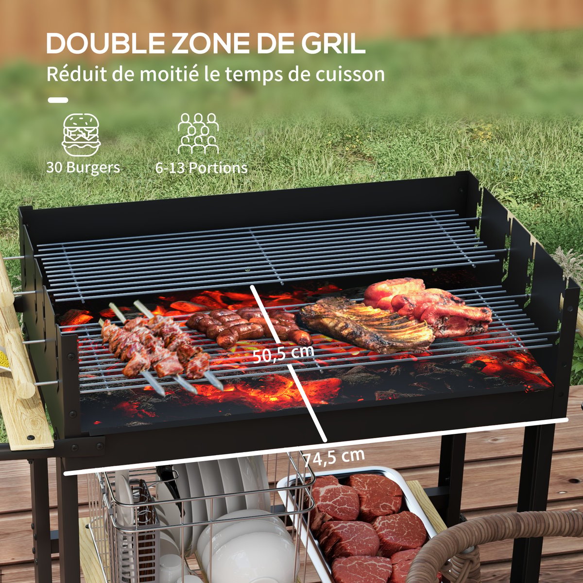 Barbecue au charbon de bois Métal Noir noir, OUTSUNNY