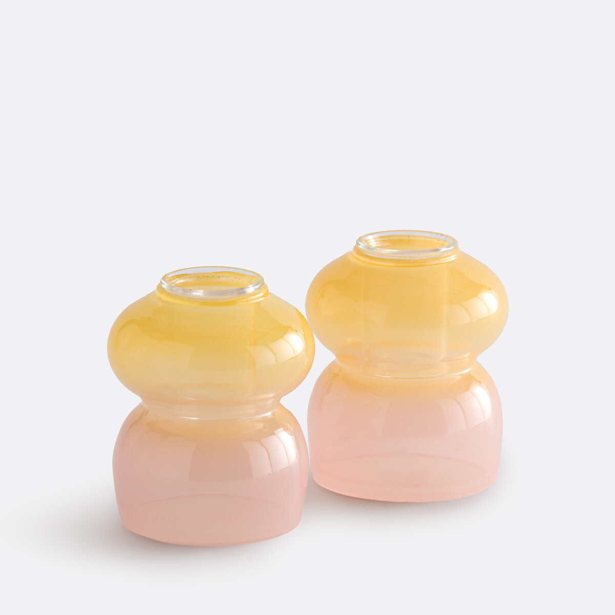 Lot de 2 bougeoirs en verre bicolore, hauteur 8 cm, SOLYA multicolore, LA REDOUTE INTERIEURS