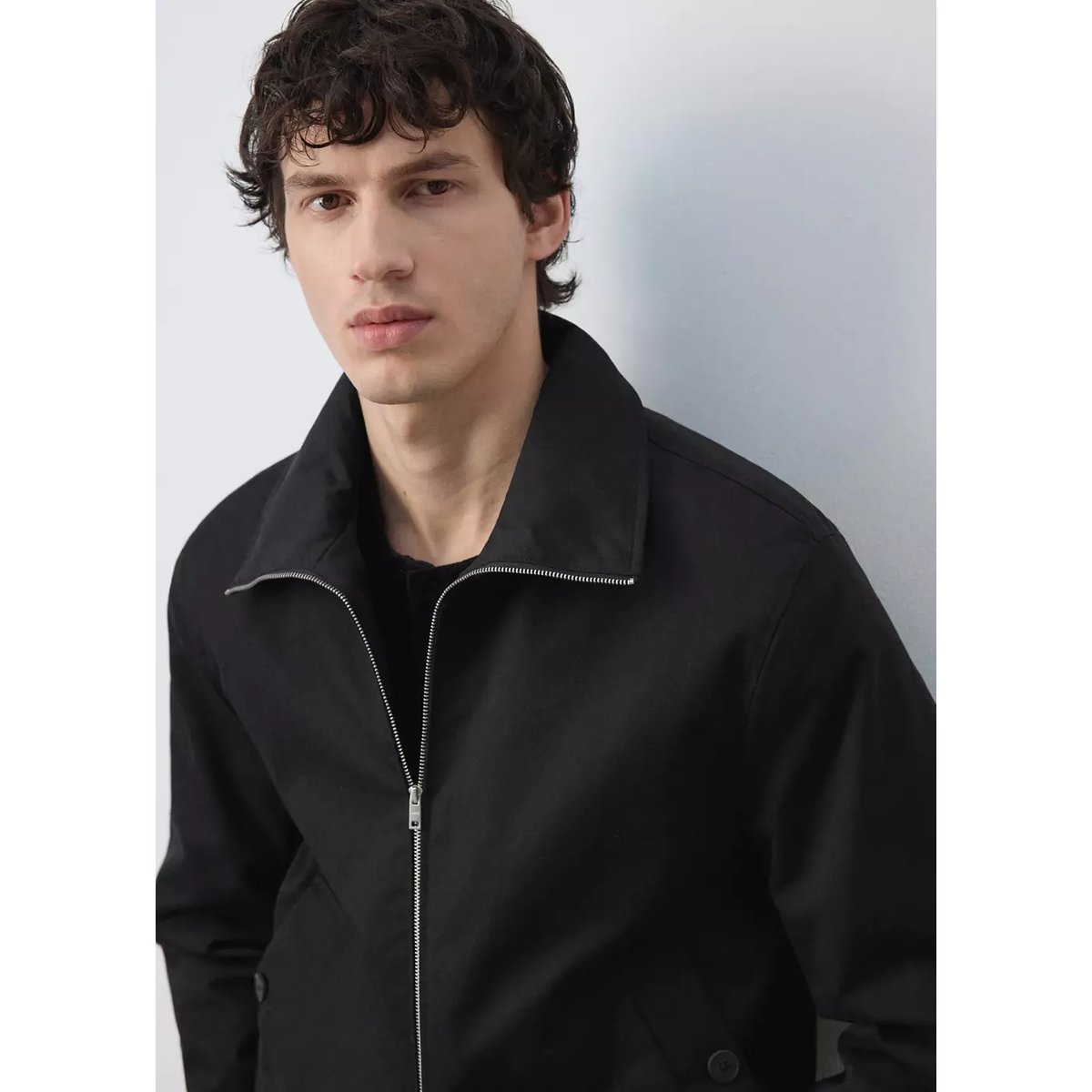 Veste matelassée col cheminée noir, MANGO MAN