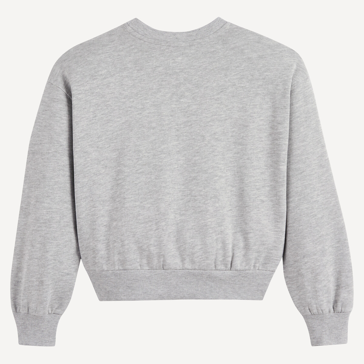 Fleece Crew Neck Sweatshirt with Embroidered Badges grey marl, LA REDOUTE COLLECTIONS