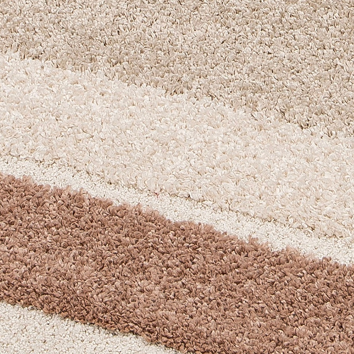 Tapis shaggy doux graphique MOKA DEUX CADRES beige et marron, THE DECO FACTORY