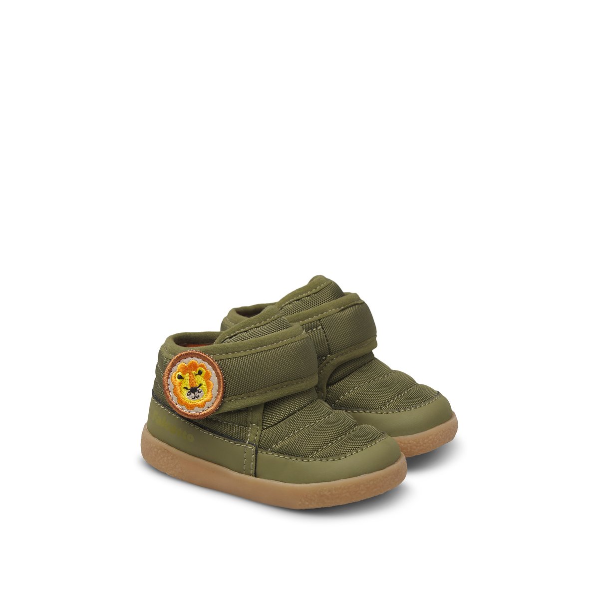 Bottes en simili cuir et tissu LITTLE FRIENDS VL. kaki-orange, FALCOTTO