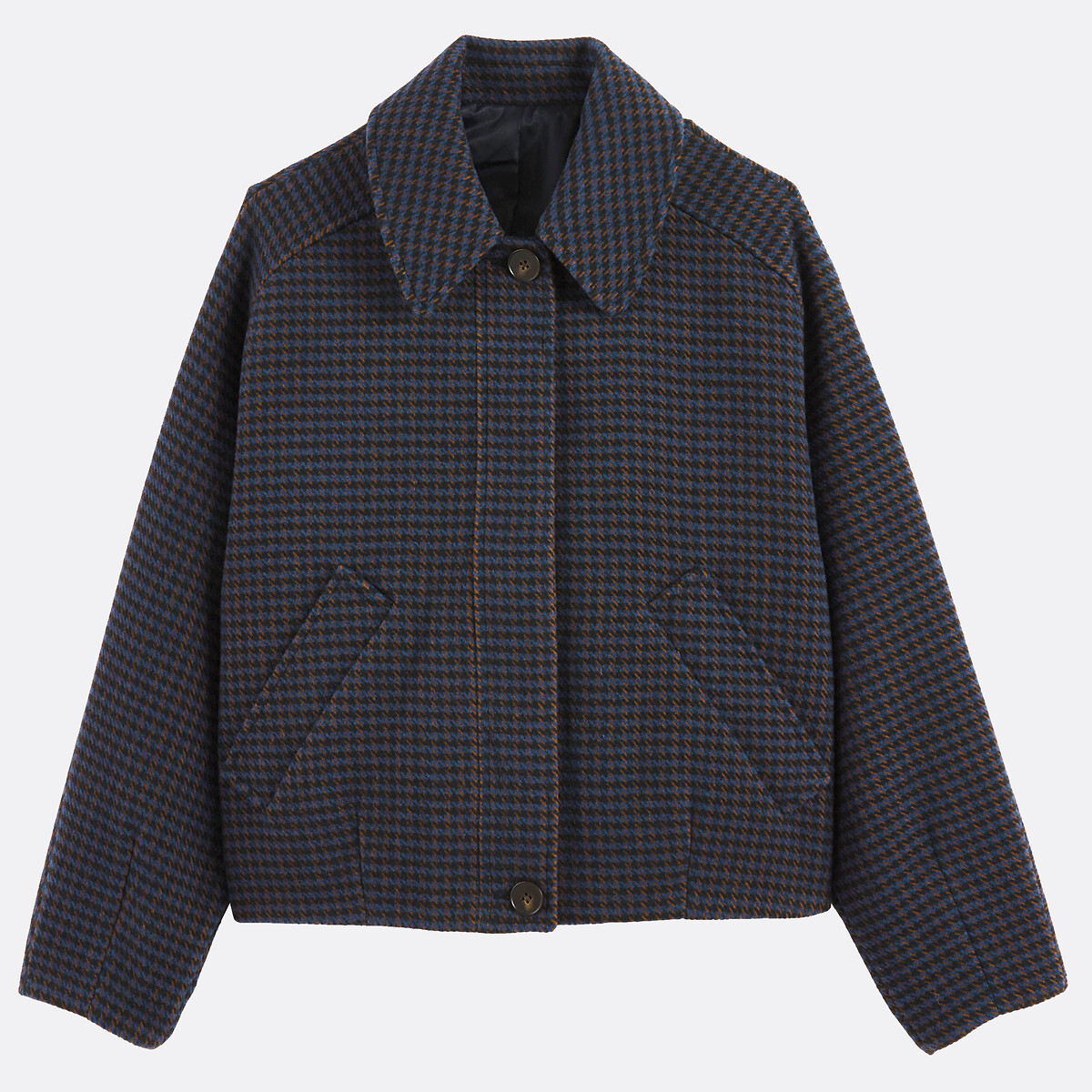 Blouson motif pied-de-poule, à col chemise carreaux bleu, LA REDOUTE COLLECTIONS