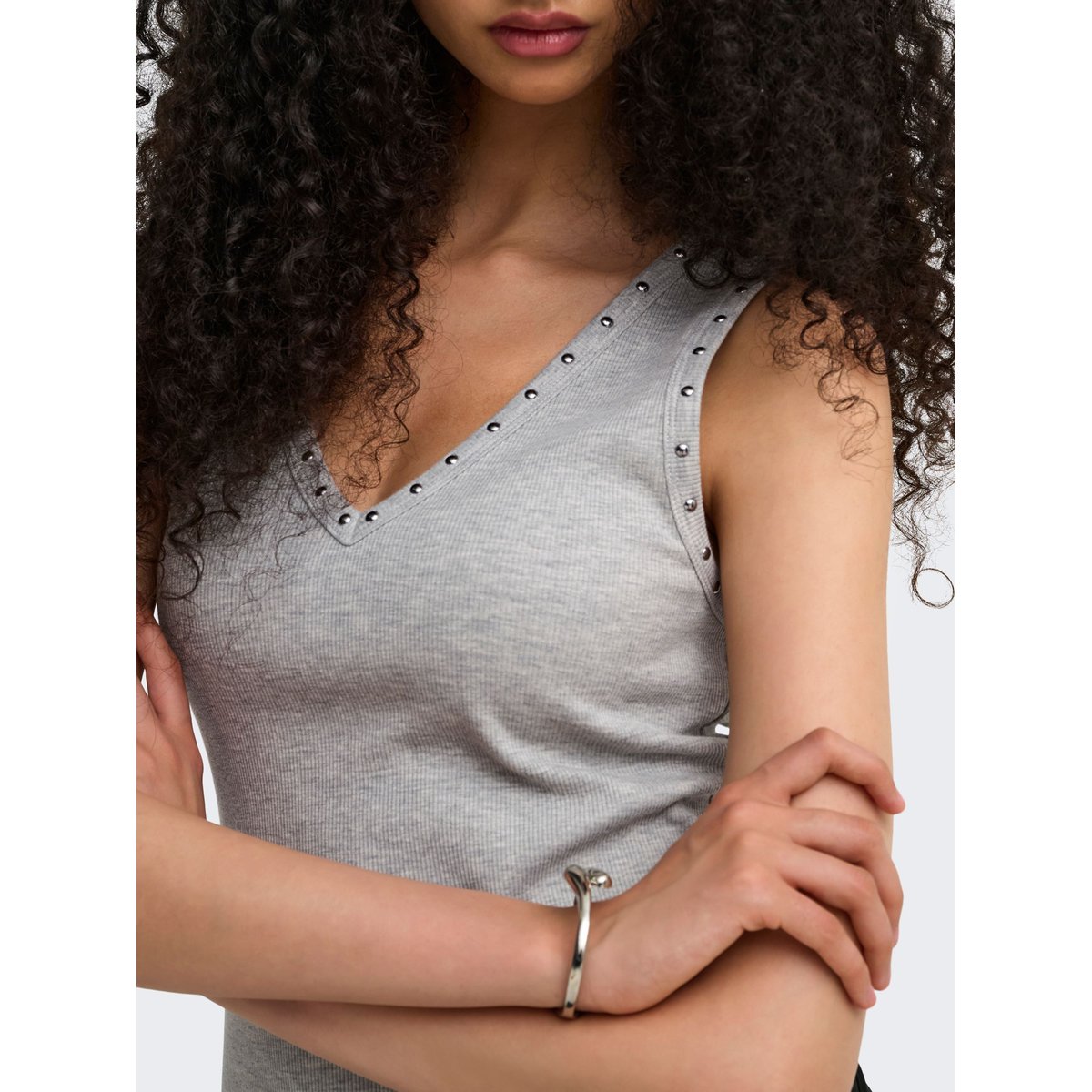 Top grise - light grey melange, ONLY