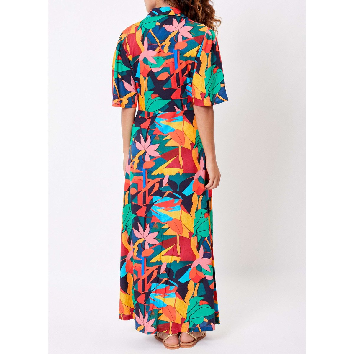 Robe chemise longue fluide imprimée ELENA multi couleur, LA FIANCÉE