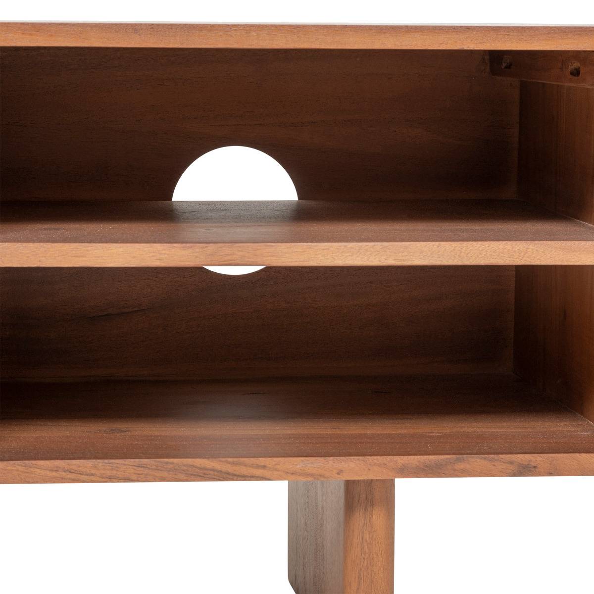 Meuble TV 2 portes bois d'acacia massif NANDA tabac, ATMOSPHERA
