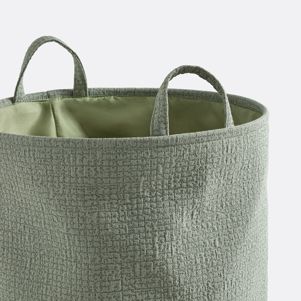 Panier à linge en tissu gaufré, ITANG vert sauge, LA REDOUTE INTERIEURS