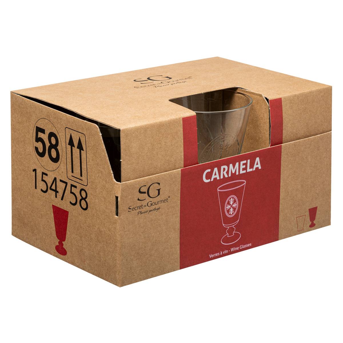 Lot de 6 verres hauts en verre CARMELA transparent, SECRET DE GOURMET