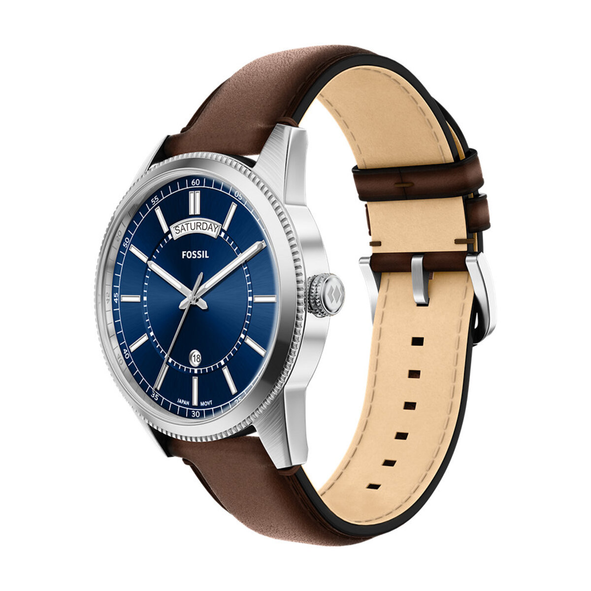 Montre Analogique PEARSON argenté bleu foncé marron, FOSSIL