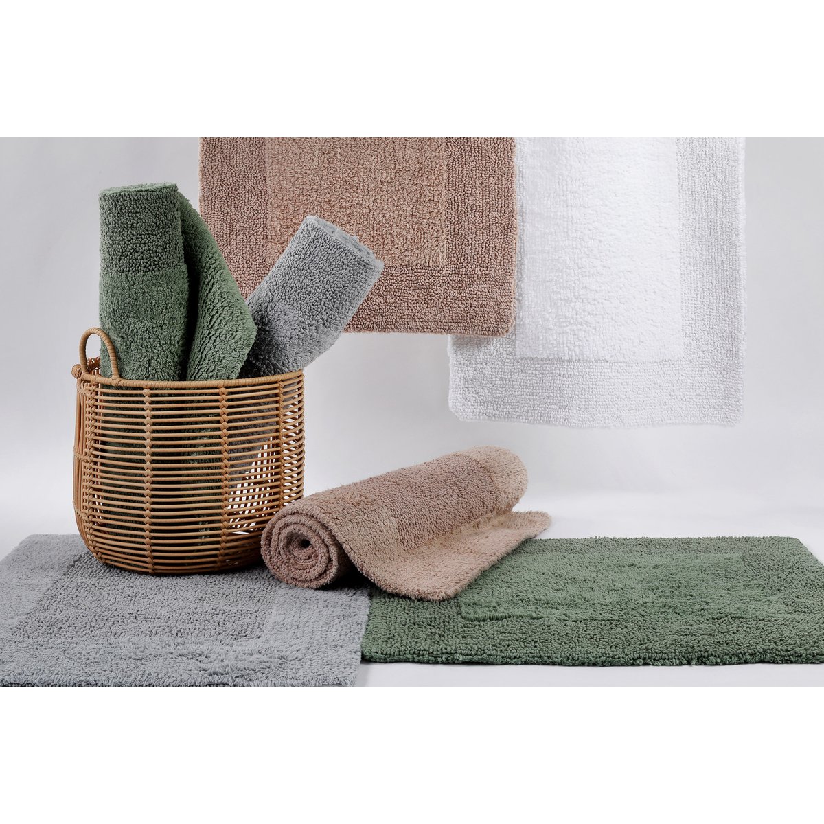 Tapis de bain coton doux réversible , FINN gris, WECON HOME