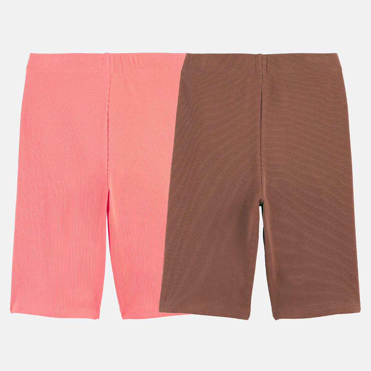 Pack of 2 Cycling Shorts pink + brown, LA REDOUTE COLLECTIONS