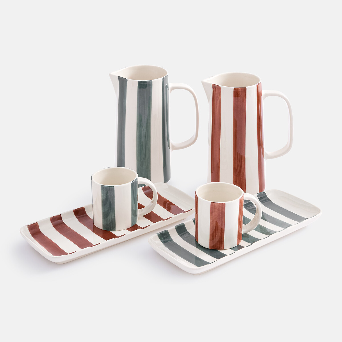 Jaoma Striped Earthenware Jug sienna, LA REDOUTE INTERIEURS