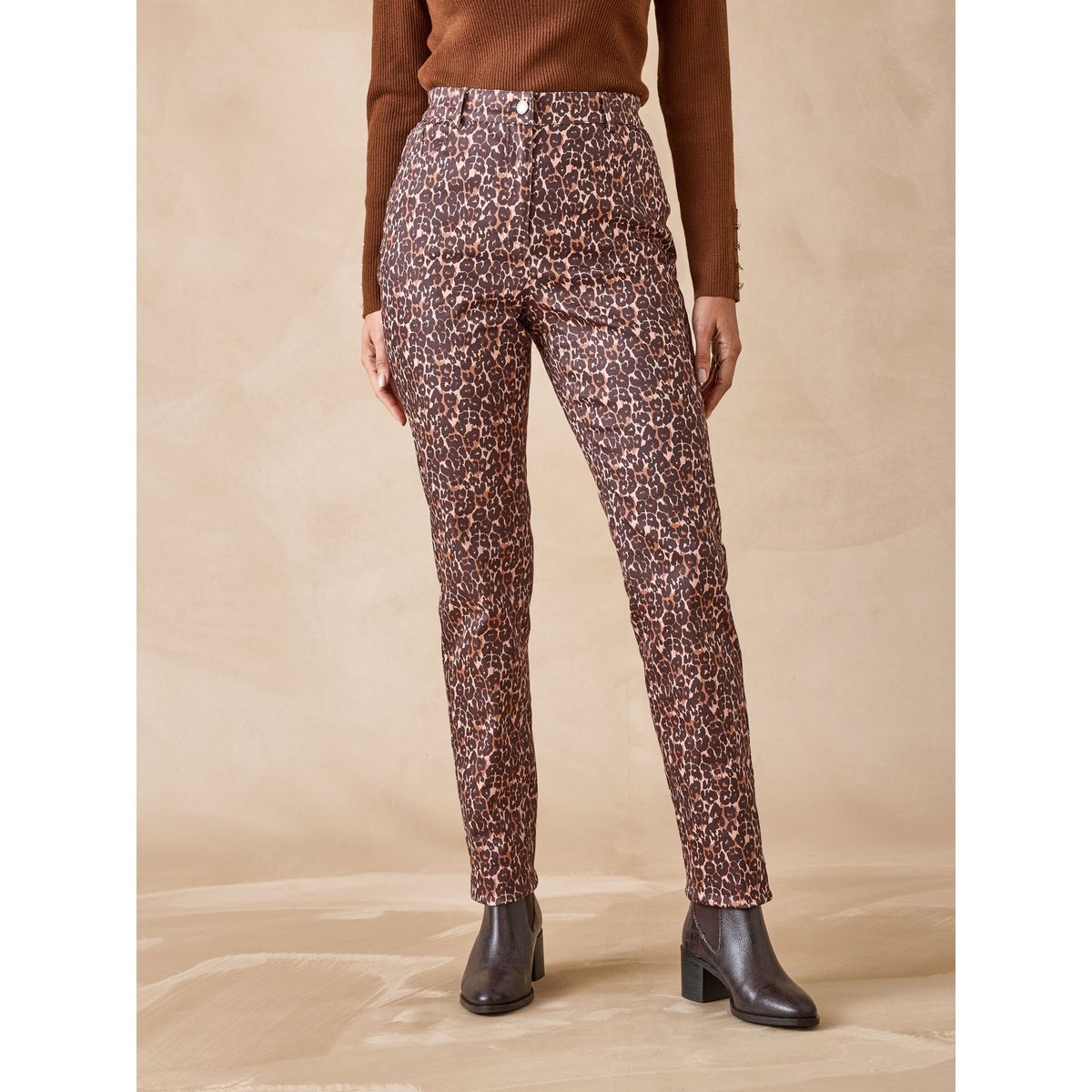 Pantalon taille haute 5 poches imprimé peau de bête, DAXON