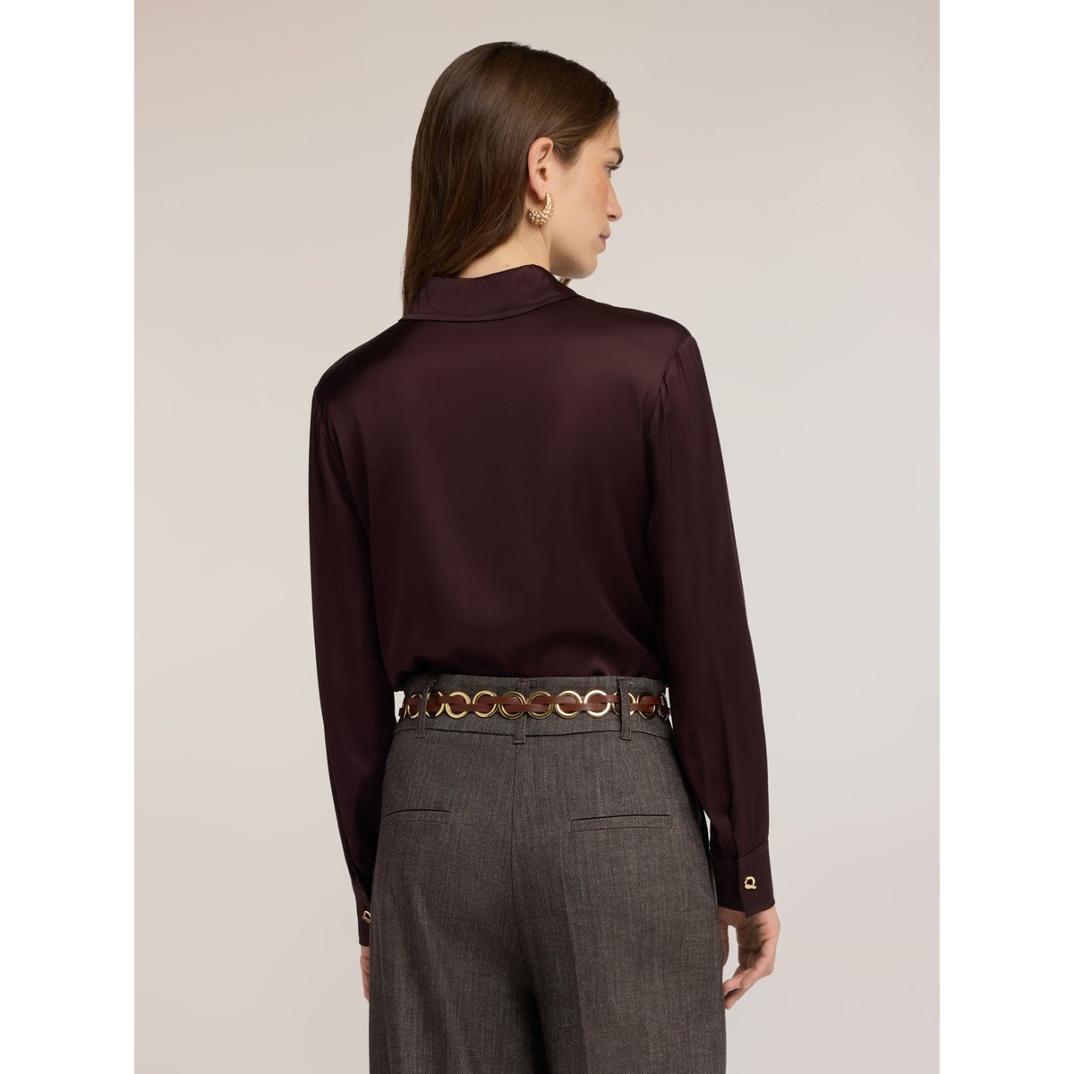 Chemise avec boutons métalliques marron, MOTIVI