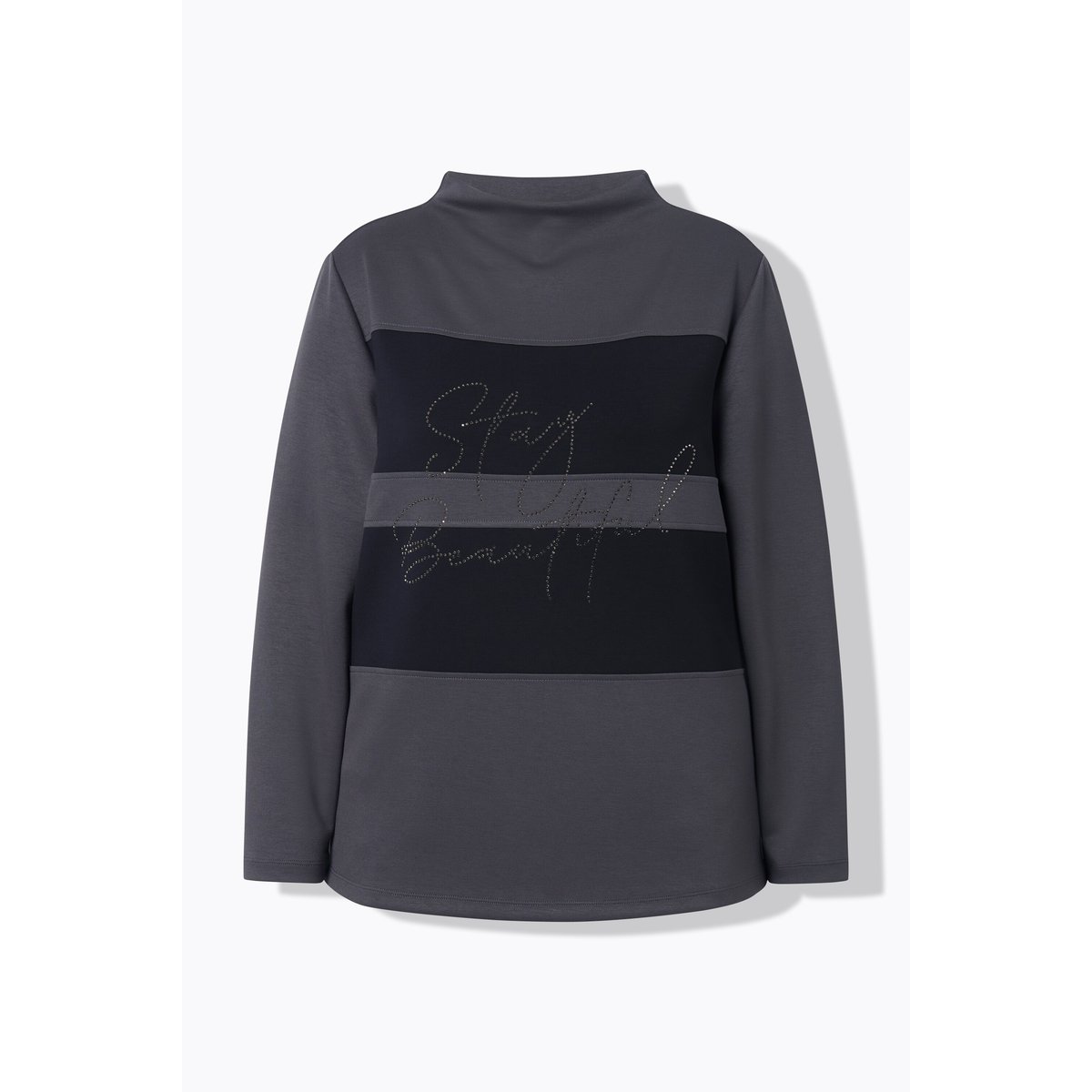 Sweat-shirt oversize à col montant gris kaki, ULLA POPKEN