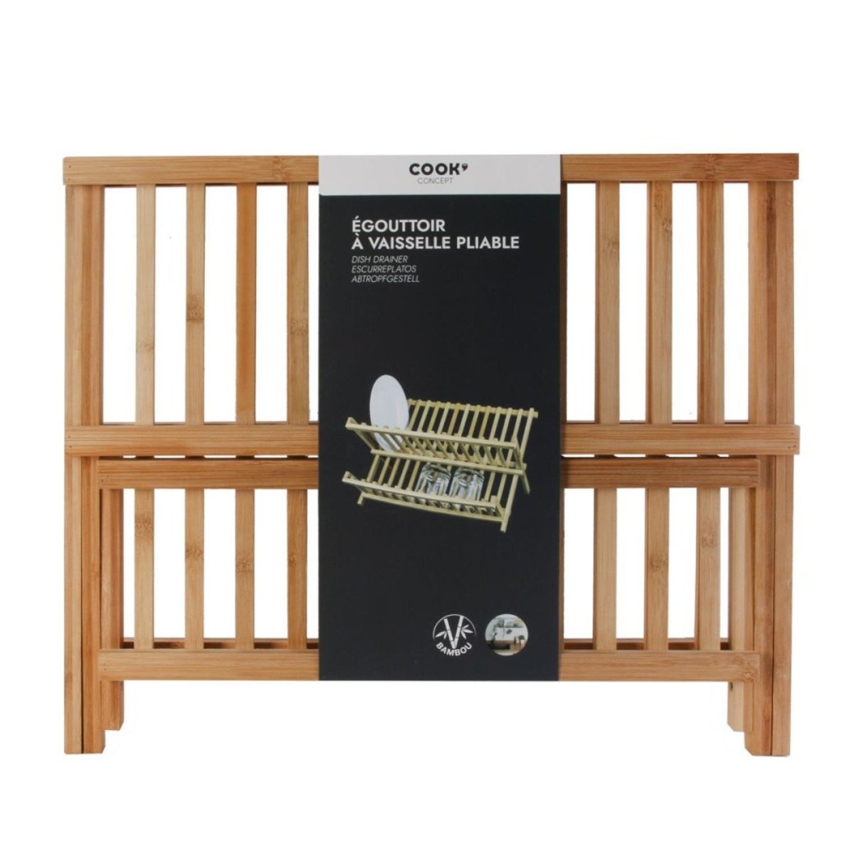 Égouttoir à vaisselle pliable en bambou beige, DECORATIE