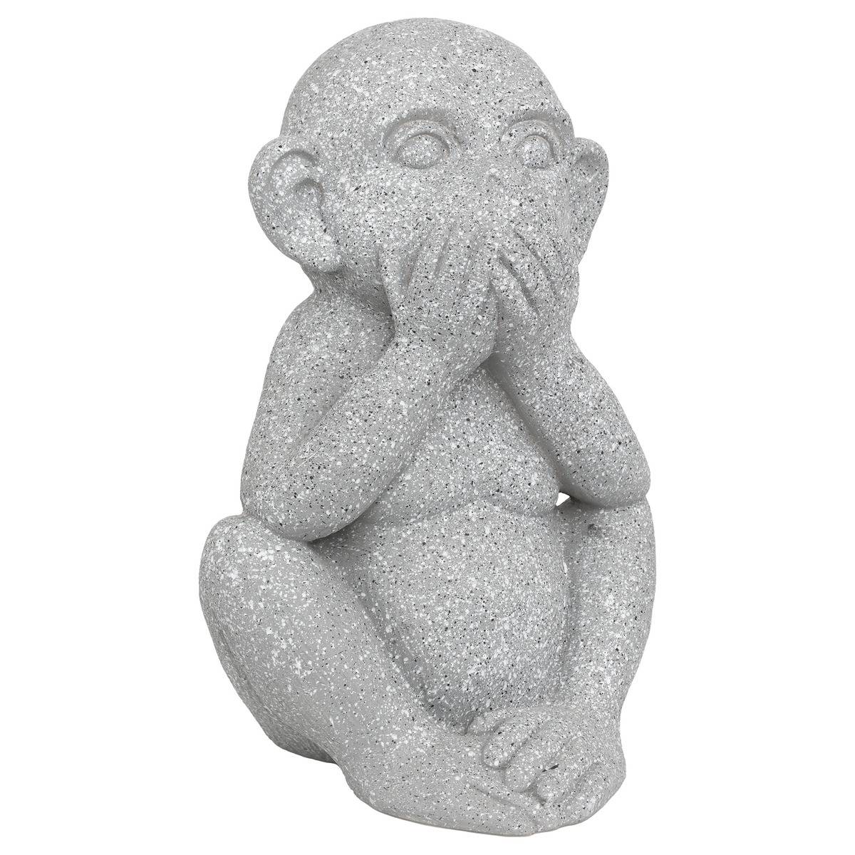 Singe déco extérieur Sohel H42 cm résine gris blanc, ATMOSPHERA