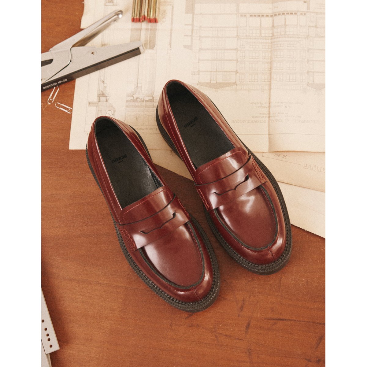 Mocassins MOSI cuir box bordeaux, ODAJE