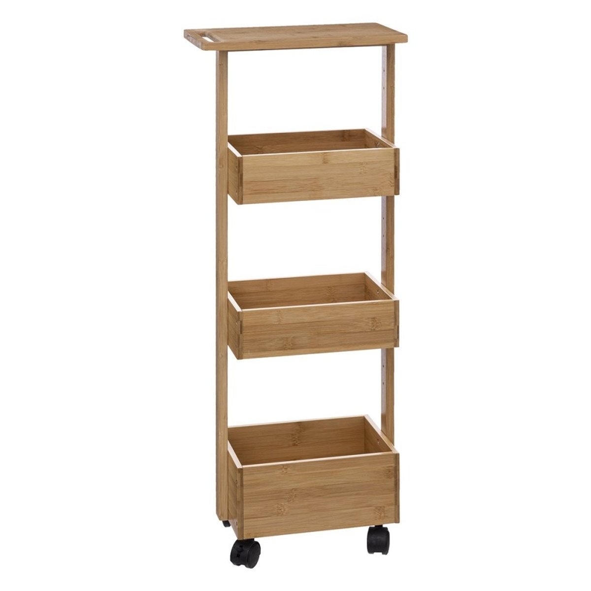 Desserte roulettes 4 niveaux bambou beige, ATMOSPHERA